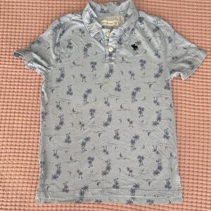 Abercrombie Kids Light Blue Polo with Blue Palm Design